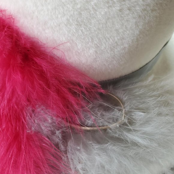 White Cream Vtg Fedora Imported Velour Feather Hat - Picture 6 of 11